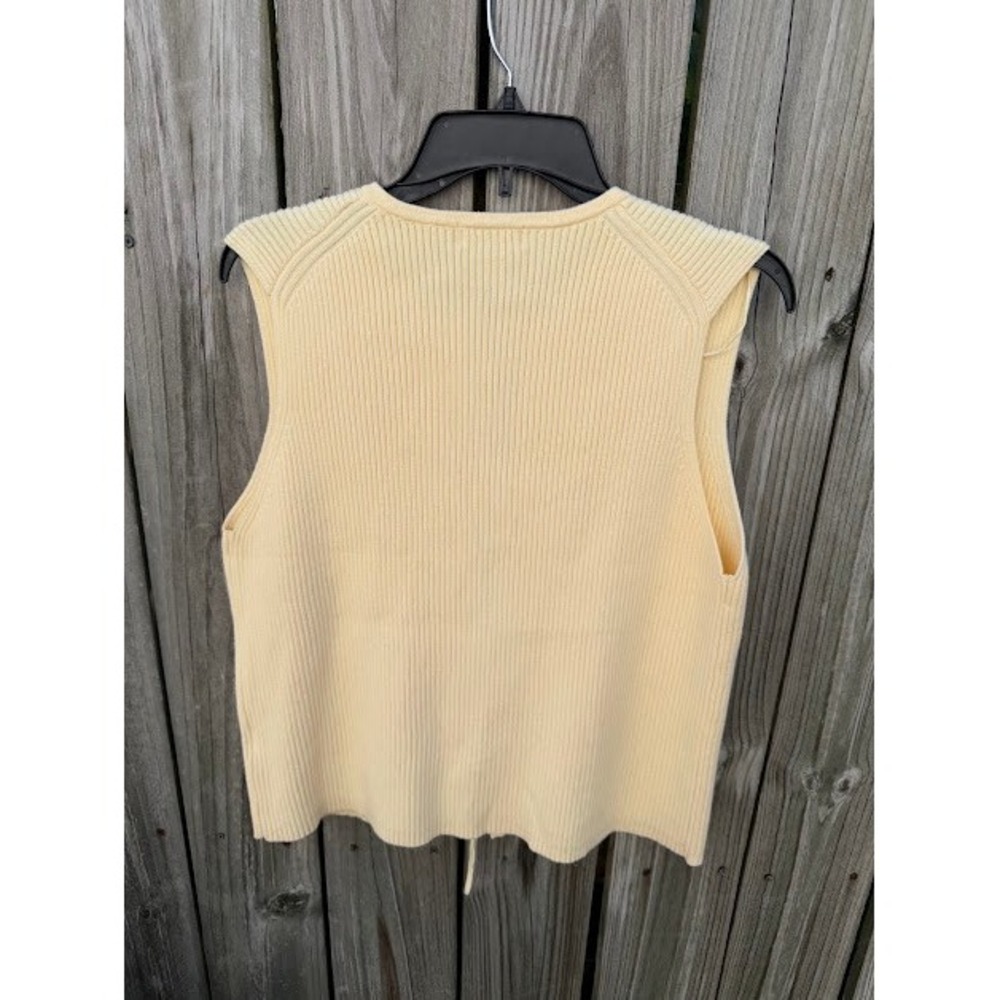 Coquette Balletcore Sincerely Jules Sweater Vest XL Yellow Tie Front Ribbed Knit - Picture 2 of 7
